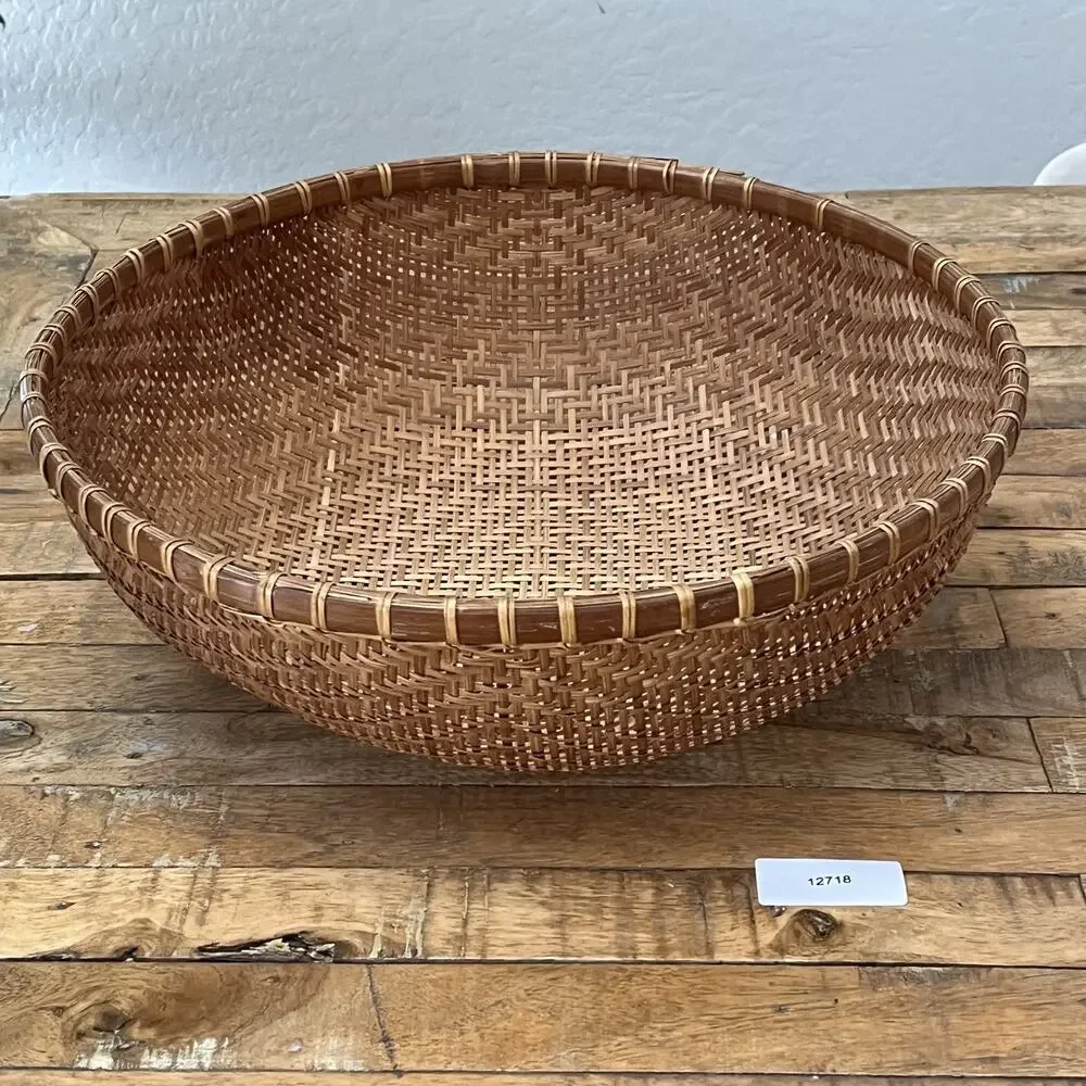 Vintage Hand Woven Wicker Winnowing Basket 15